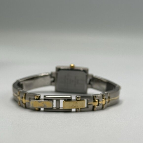 3/$30 Anne Klein Watch Women Silver Gold Matte Finish Rectangle Dial  7" - Picture 9 of 15